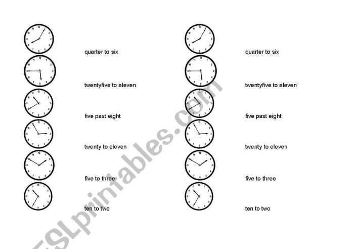 Engaging activity for young learners to match clock faces with written times Printable Match the Clock II worksheet for first graders to practice time-telling skills