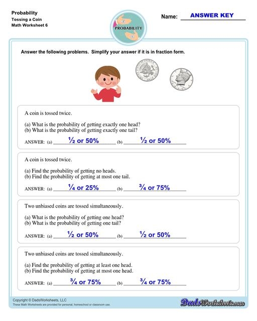Interactive worksheet for seventh graders focused on calculating probability in everyday situations