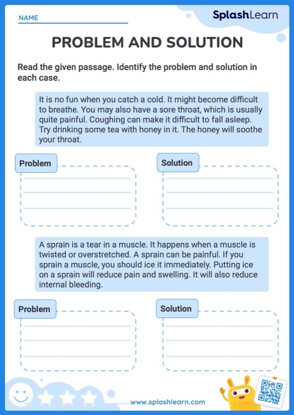 Third grade students practicing problem and solution identification in a geography reading comprehension worksheet activity