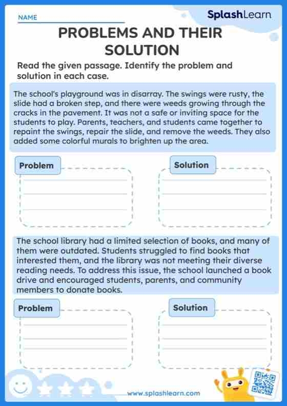 Reading Comprehension Problem and Solution 2 Worksheet for Grade 3 Students Third grade reading comprehension worksheet focused on identifying problem and solution in short stories