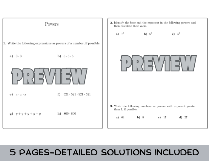 Eighth grade algebra students practice the Product of Powers Property on this math worksheet