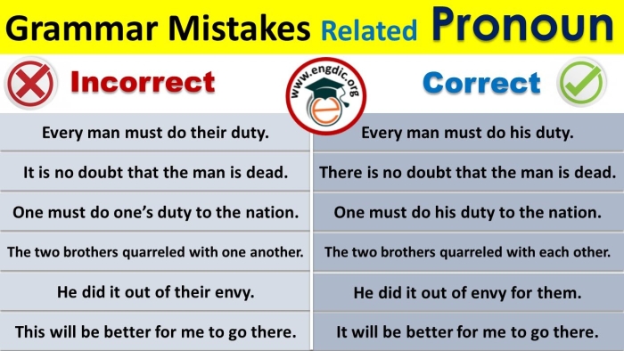Correcting Pronoun Mistakes Practice Exercise 8 Sixth grade grammar worksheet showing sentences with pronoun errors for students to identify and correct