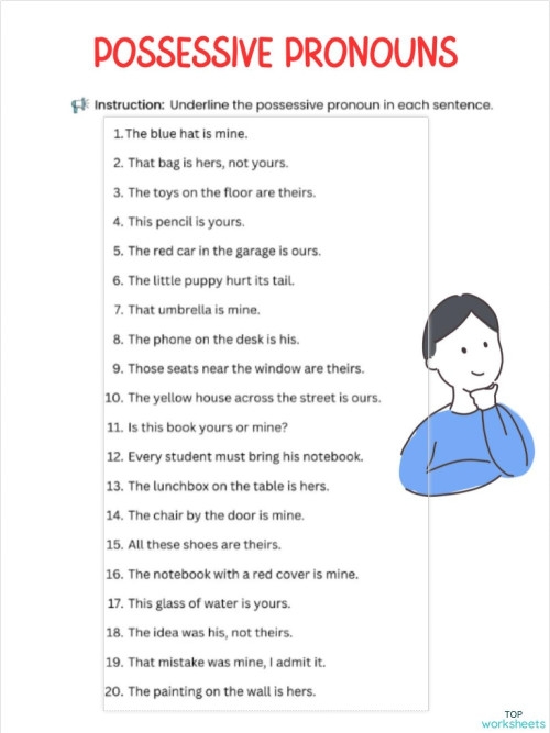 Pronoun Matching Assessment for Pre-K Students Worksheet for assessing pronoun matching skills in young learners