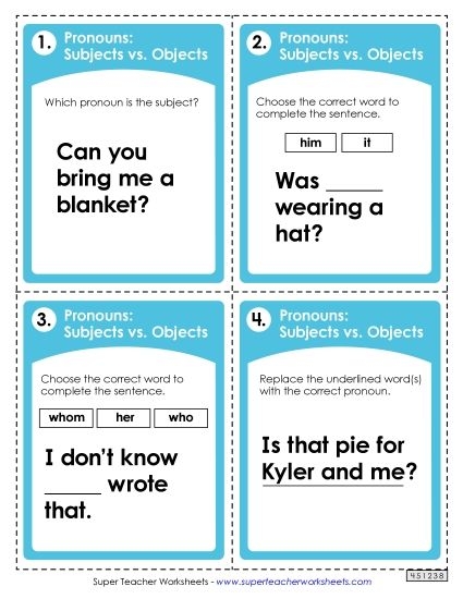 Pronouns in Compound Subjects and Objects: I vs. Me Worksheet Image 8 Worksheet focused on using I and me in compound subjects and objects for sixth graders learning Spanish