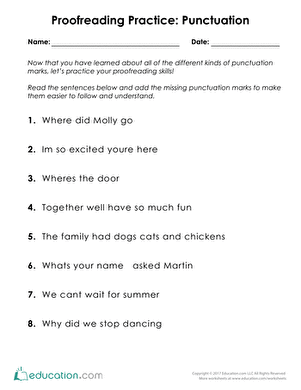 Engaging worksheet image designed to enhance punctuation skills in young learners Proofreading for Punctuation worksheet for second graders focusing on correcting punctuation errors in a story