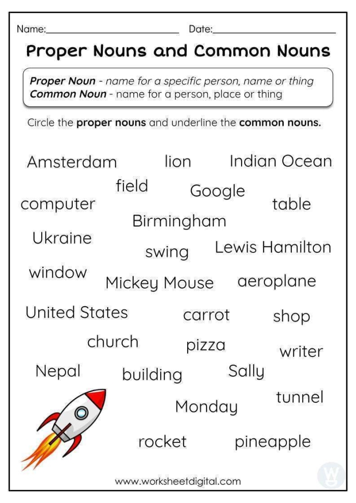 Nouns Make It Proper Worksheet 19 Third grade worksheet for identifying and writing proper nouns to match common nouns