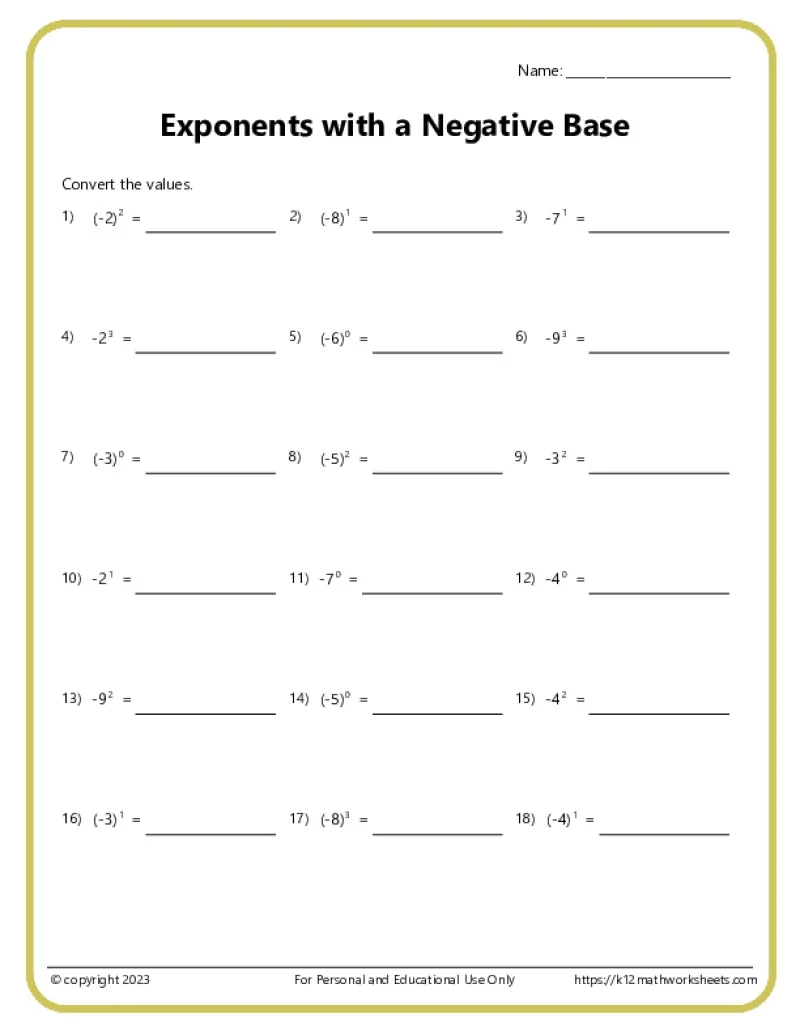 Properties of Exponents Practice worksheet for eighth graders featuring various problems to simplify expressions. Worksheet illustration for practicing exponent rules in geometry.