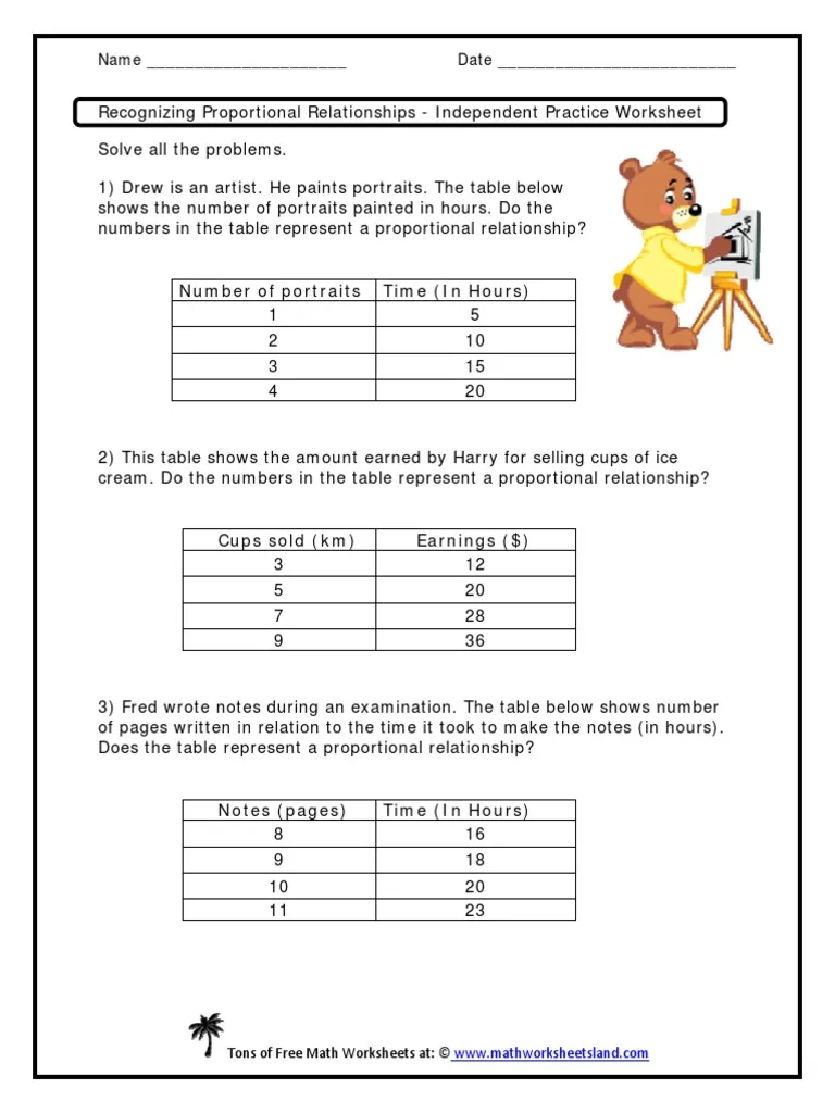 Proportional Relationships Comparison Problems for Middle School Math Practice Eighth grade students solving proportional relationships word problems on a math worksheet with comparison exercises