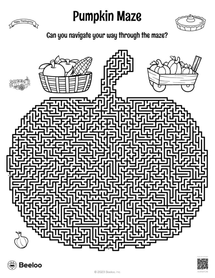 Colorful pumpkin maze worksheet for Pre-K students to enjoy during fall