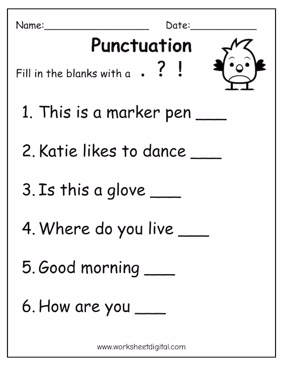 Punctuation Practice: More Matching exercise for reading skills enhancement Punctuation matching worksheet for fourth graders focusing on definitions and punctuation marks