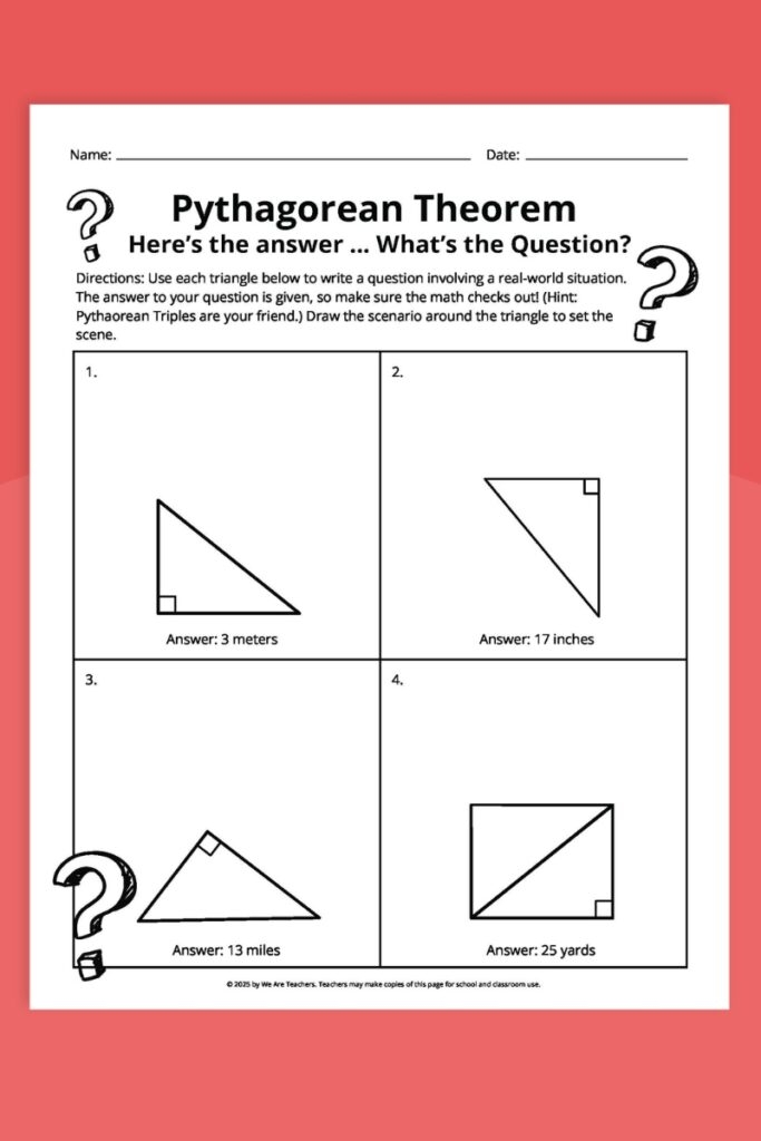 Proving the Pythagorean Theorem Worksheet 19 Eighth grade geometry worksheet featuring a step-by-step proof of the Pythagorean theorem