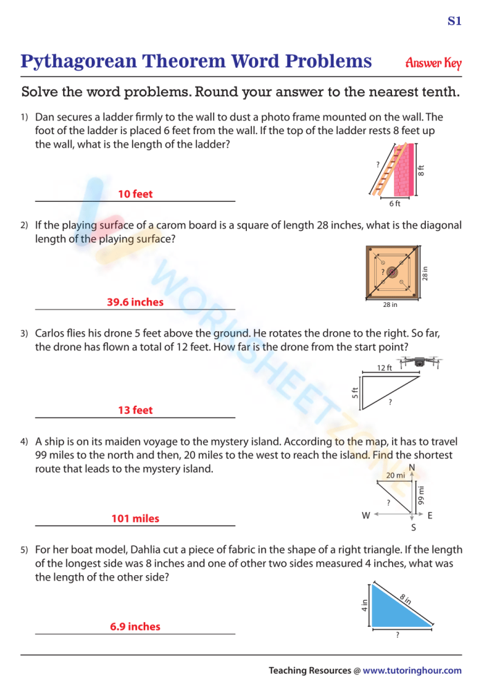 Proving the Pythagorean Theorem Worksheet Number 15 Eighth grade geometry worksheet featuring a step by step proof of the Pythagorean theorem