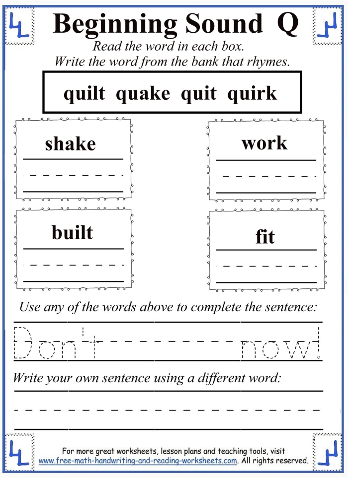 Engaging title image for a Pre-K reading activity featuring the letter Q Colorful "Q Is For..." worksheet designed for preschoolers to enhance their alphabet skills