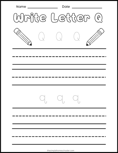 Reading worksheet for Pre-K Worksheet featuring the letter Q for preschoolers to practice sounds and coloring. Fun and educational Q Is For... worksheet for early literacy.