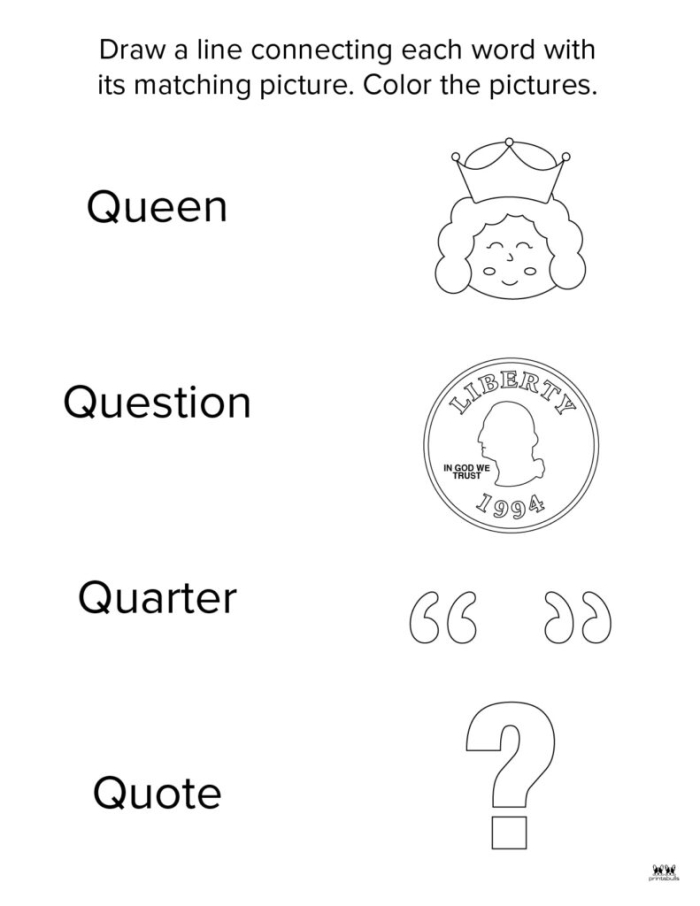 Engaging pre-K activity featuring the letter Q for fun learning and coloring Colorful "Q Is For..." worksheet designed for preschoolers to learn the alphabet and practice letter sounds