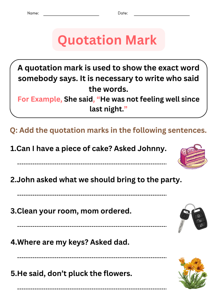 Quotation Mark Rules Worksheet for Third Grade Grammar Practice 8 Third grade geometry worksheet showing quotation mark rules and grammar examples
