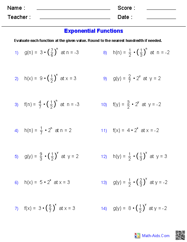 Eighth grade student working through quotient of powers division problems on a math worksheet