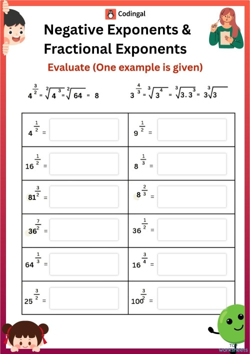 Eighth grade math worksheet focusing on simplifying expressions using the Quotient of Powers Property