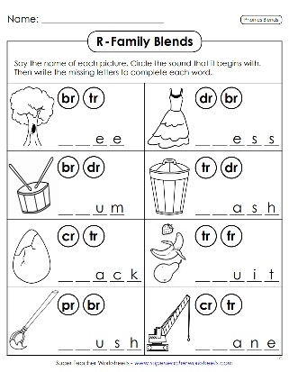 Consonant Sounds R Blends Worksheet 18 First grade student using a matching worksheet to practice identifying R blends in words