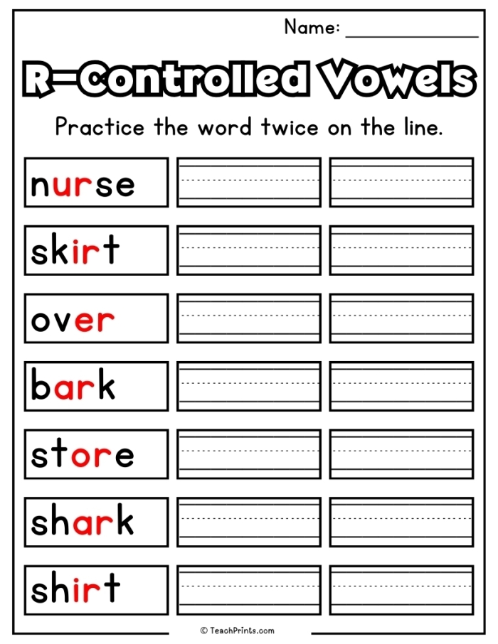Engaging worksheet to help students master R-controlled vowel sounds R-Controlled Vowels worksheet for first graders to enhance their phonics skills