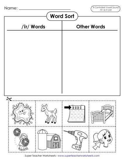 Engaging R-Controlled Vowels activity for young learners in first grade R-Controlled Vowels worksheet designed for first graders to enhance their phonics skills