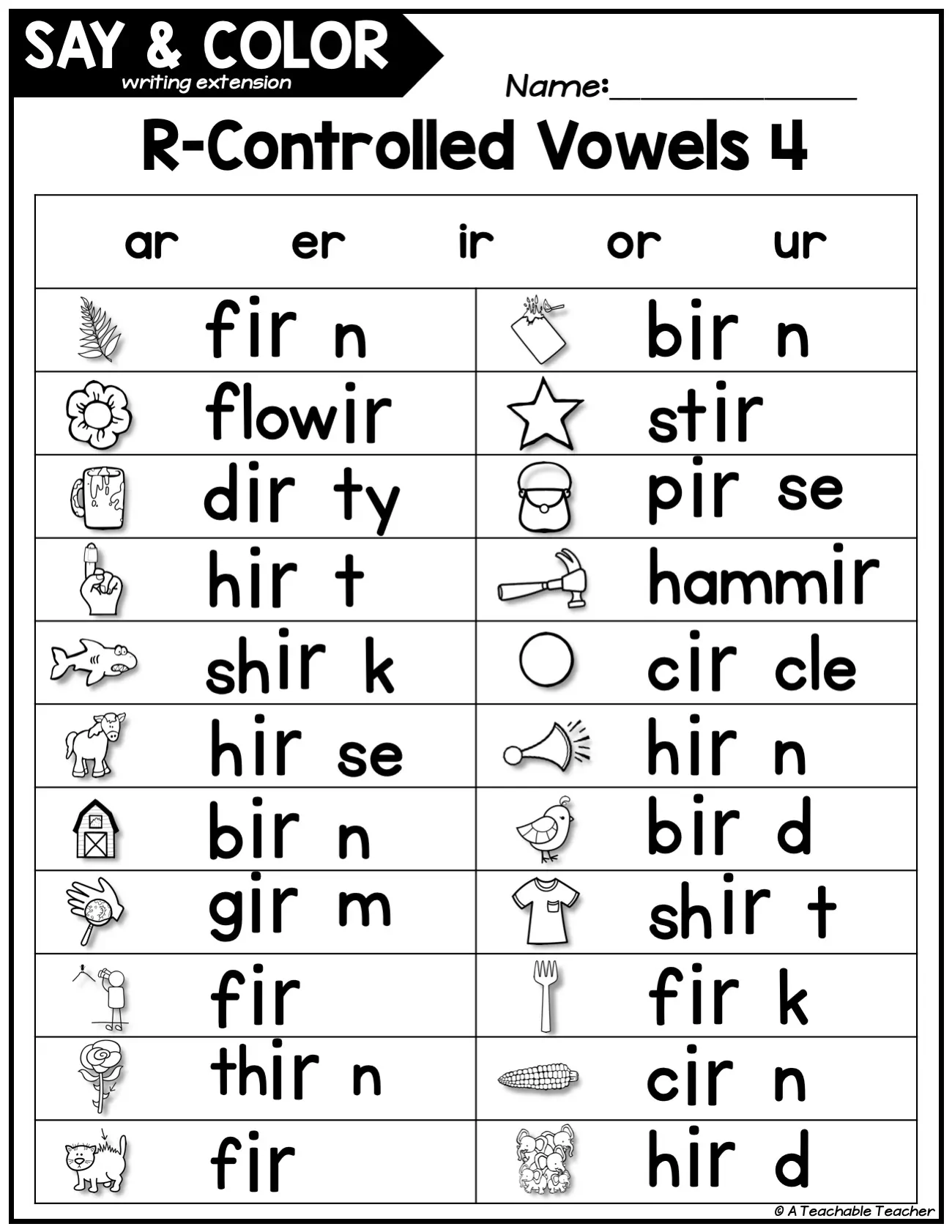 Engaging activities to master R-controlled vowel sounds in a fun way R-Controlled Vowels worksheet for first graders to enhance phonics skills