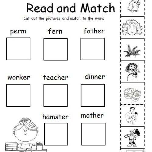 First grade phonics worksheet for practicing r-controlled er ir and ur vowel sounds in sentences