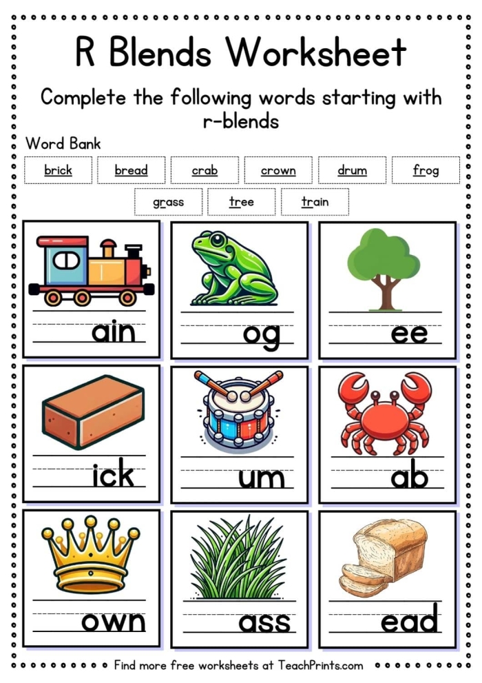 Colorful R is for... worksheet for preschool learning about letters and sounds. Ideal for creative and educational fun in the classroom or at home. Worksheet featuring the letter R designed for preschoolers to color and learn phonetics. Fun and engaging activity for teaching the alphabet and letter sounds.