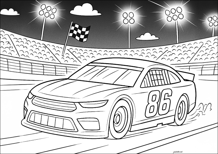 Pre-K student coloring a race car worksheet to practice fraction concepts and number recognition