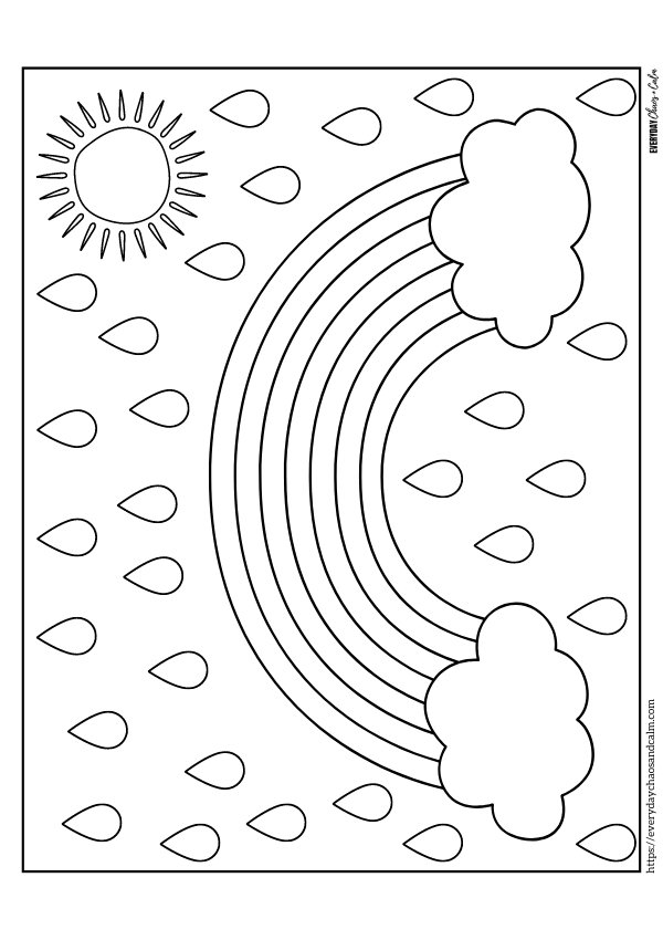 Rainbow Coloring Page Worksheet Number 7 for Preschoolers Pre-K rainbow coloring page worksheet for teaching science and color order