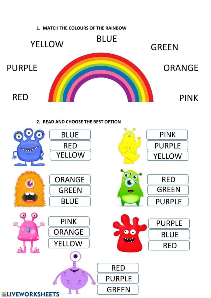 Worksheet image illustrating the colors of a rainbow for counting and coloring activities. How Many Colors in a Rainbow? worksheet for Pre-K students.