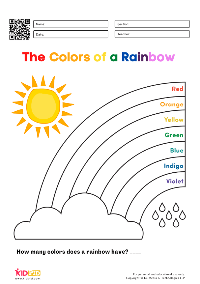 Colorful illustration of a rainbow formation experiment for kids