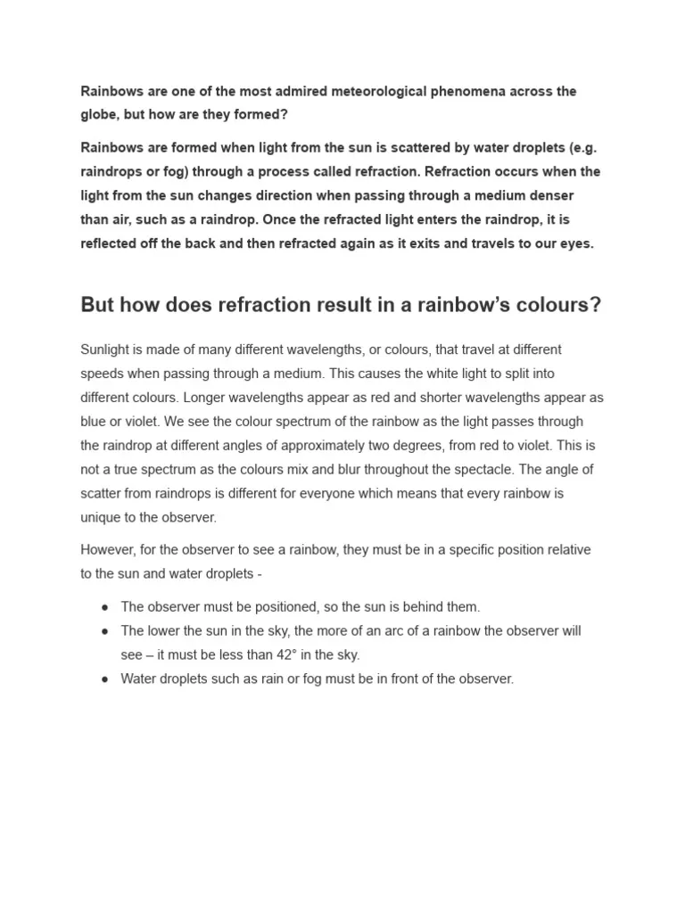 Worksheet illustrating a rainbow formation experiment using light and water for second graders