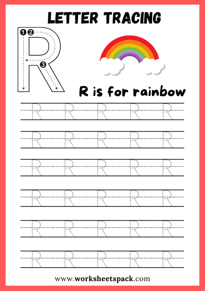 Rainbow Letters worksheet featuring uppercase alphabet practice for Pre-K students