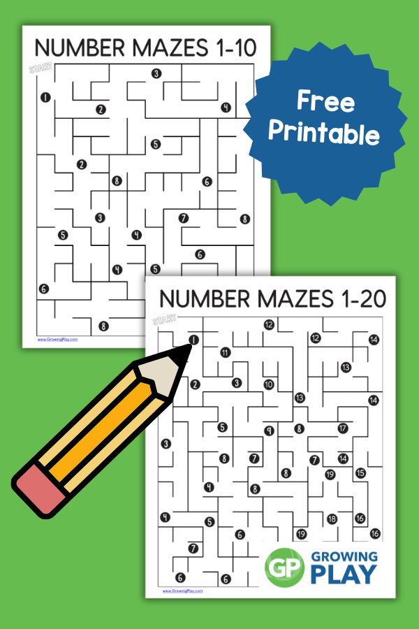 Kindergarten student solving the Rapunzel number maze worksheet by counting from 1 to 20