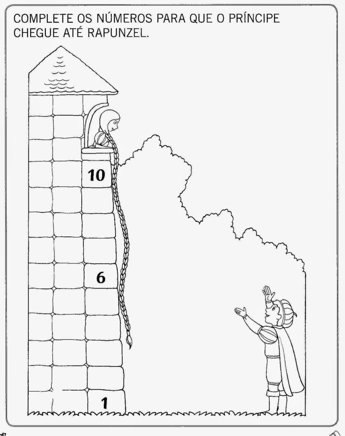 Kindergarten student using a pencil to complete the Rapunzel number maze worksheet by connecting the digits from one to twenty