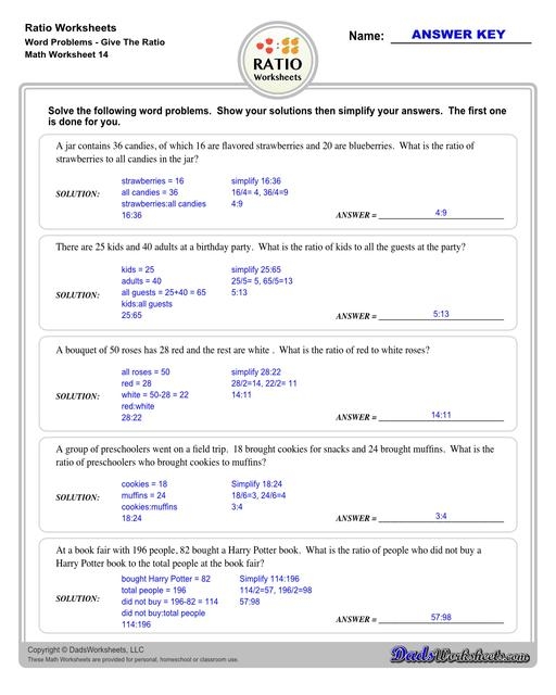 Sixth grade student working through a ratio word problem worksheet with pencil and paper