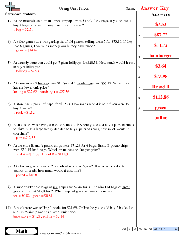 Finding Unit Rates Maze Worksheet Image 3 Sixth grade math worksheet featuring a maze focused on finding unit rates with rational numbers