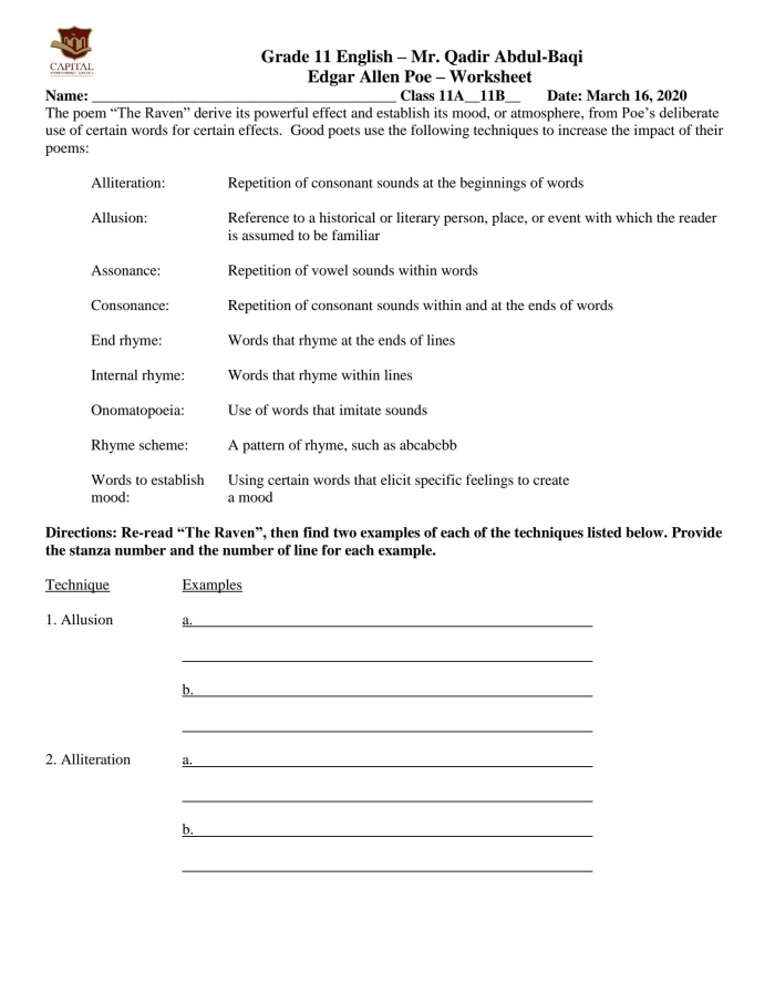The Raven Math Worksheet Page 3 for Fifth Grade Mixed Operations Practice Fifth grade students solving mixed operations math problems on The Raven worksheet with Halloween themed activities
