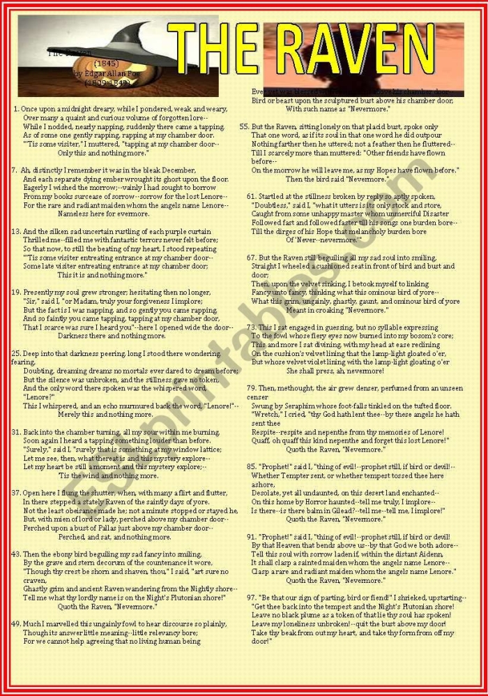 The Raven Themed Math Practice Worksheet Number 12 Fifth grade mixed operations worksheet featuring a spooky Raven theme for Halloween