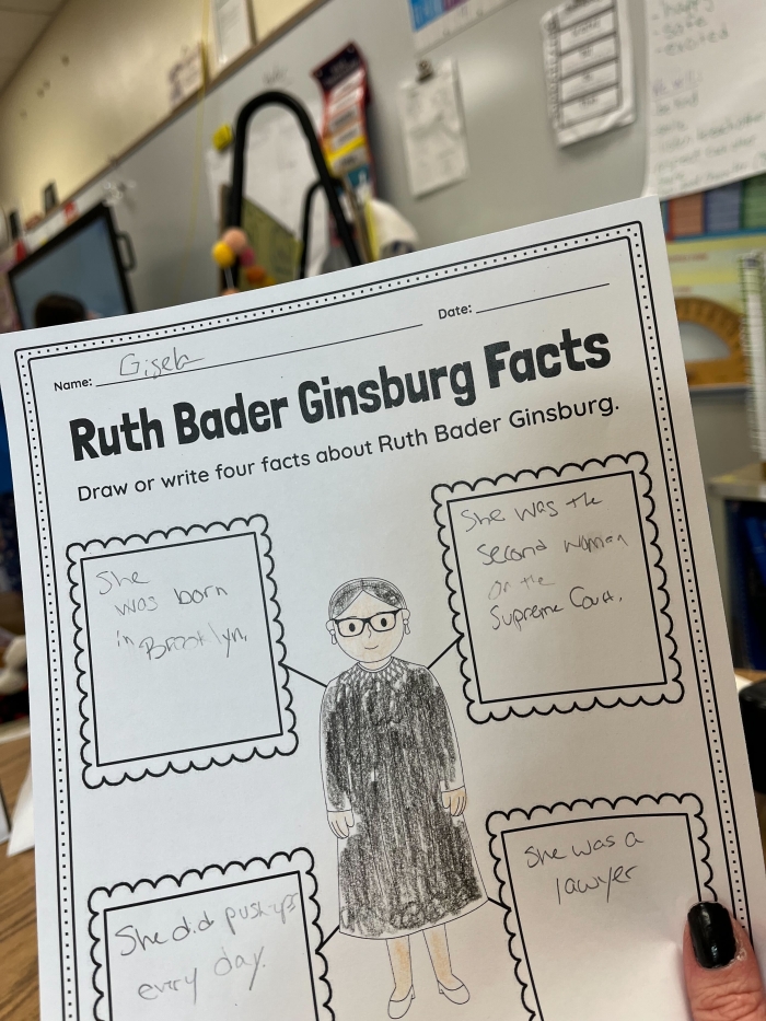 Image 7: Supreme Court Justice Ruth Bader Ginsburg Educational Material Ruth Bader Ginsburg Biography Worksheet for Fifth Grade Students Learning Addition