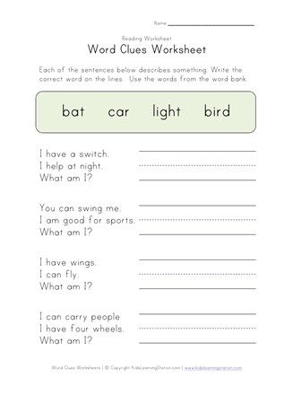 Read the Word Clues worksheet for enhancing grammar and vocabulary skills Worksheet for second graders to explore unknown words and their meanings through various strategies