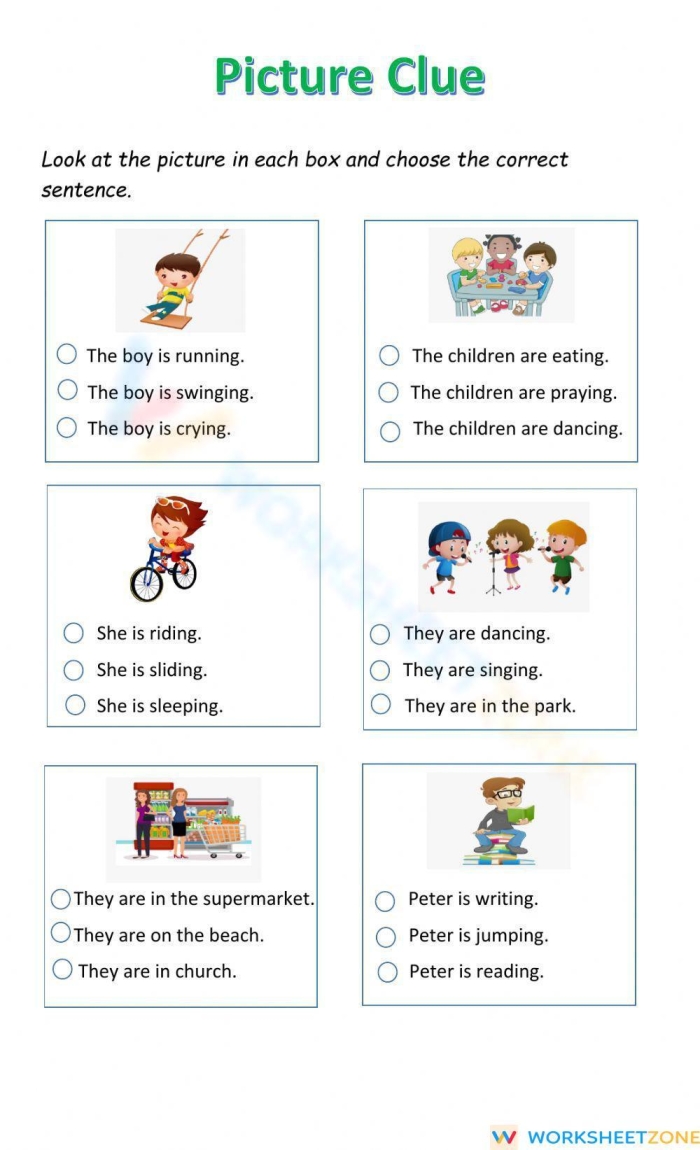 Grammar and Mechanics worksheet for Second Grade Students engaging with the Read the Word Clues worksheet to explore vocabulary. Interactive worksheet designed for second graders to enhance word comprehension skills.