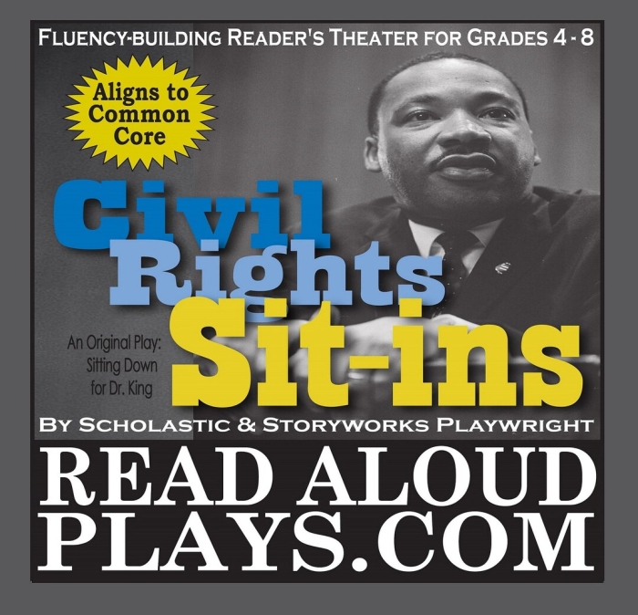 Fourth grade students practicing a readers theater script about the life and legacy of Martin Luther King Jr