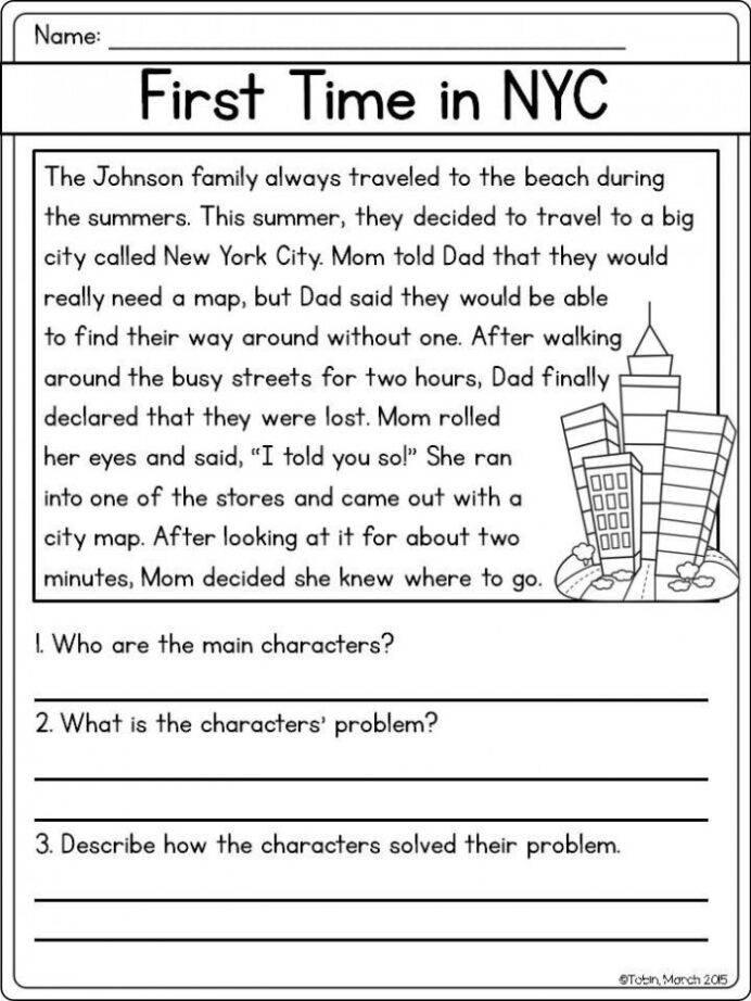 Reading Comprehension Problem and Solution Practice Exercise for Elementary Learners Third grade students identifying problem and solution elements in reading comprehension worksheet activity 15
