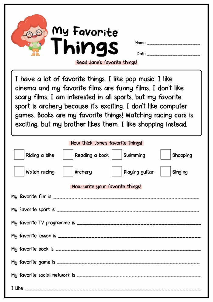 Reading worksheet for First Grade Colorful worksheet titled "Map That Story!" designed for first graders to enhance reading comprehension skills. Engaging activity focusing on story mapping, character identification, and making connections.