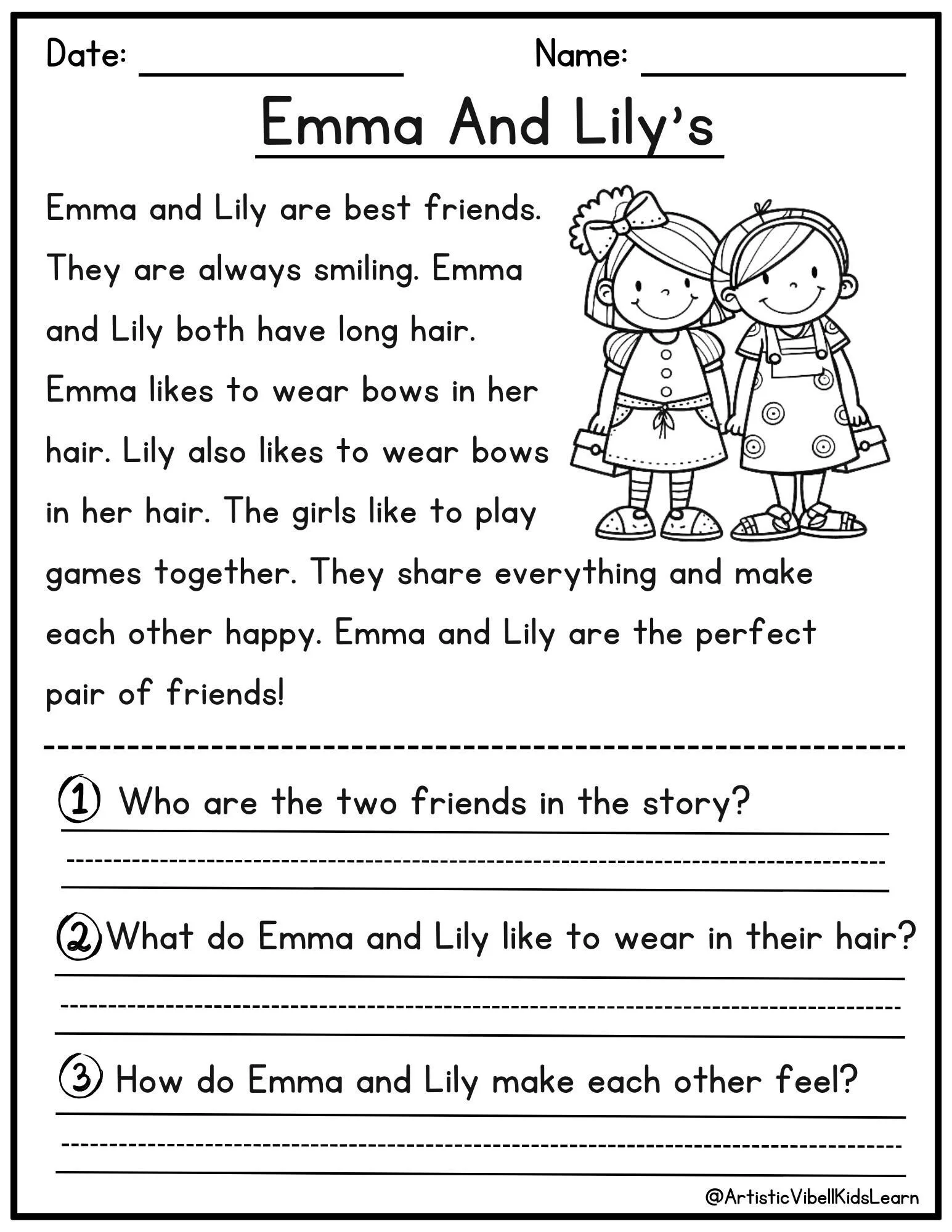 Sixth grade reading comprehension worksheet featuring an excerpt from The Girl Who Owned a Bear by L. Frank Baum