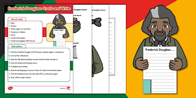 Reading comprehension worksheet featuring a passage about Frederick Douglass for second graders