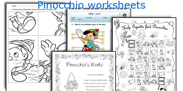 Reading comprehension worksheet featuring Pinocchio for third graders