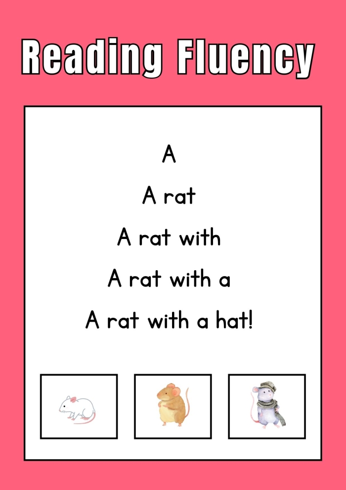 Fourth grade student practicing reading fluency with a Through the Looking-Glass worksheet excerpt